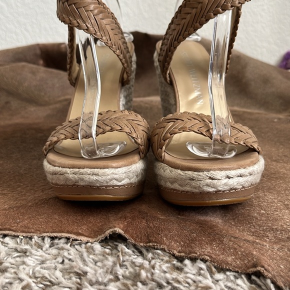 Stuart Weitzman Elixir Wedge Platform Braided Leather Ankle Strap Sandals - Picture 5 of 8